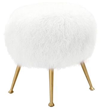 Safavieh Anna Ottoman in White and Gold, , large