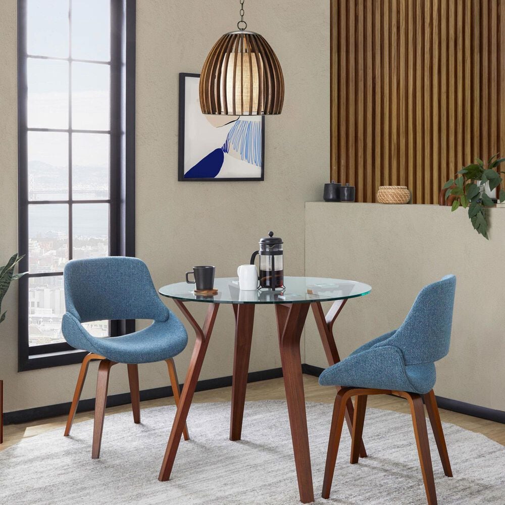 LumiSource Fabrico Side Chair with Blue Cushion in Walnut (Set of 2), , large