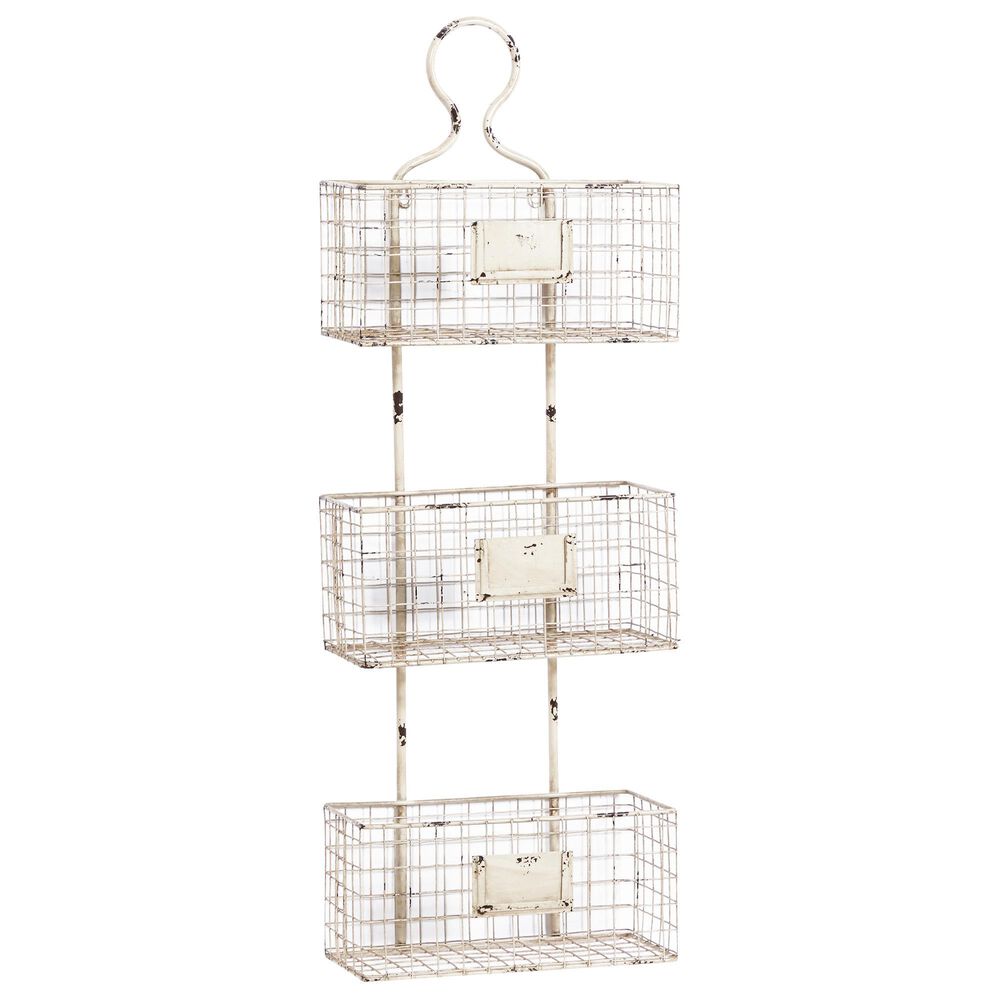 Maple and Jade 37" x 13" Basket Shelf in White, , large