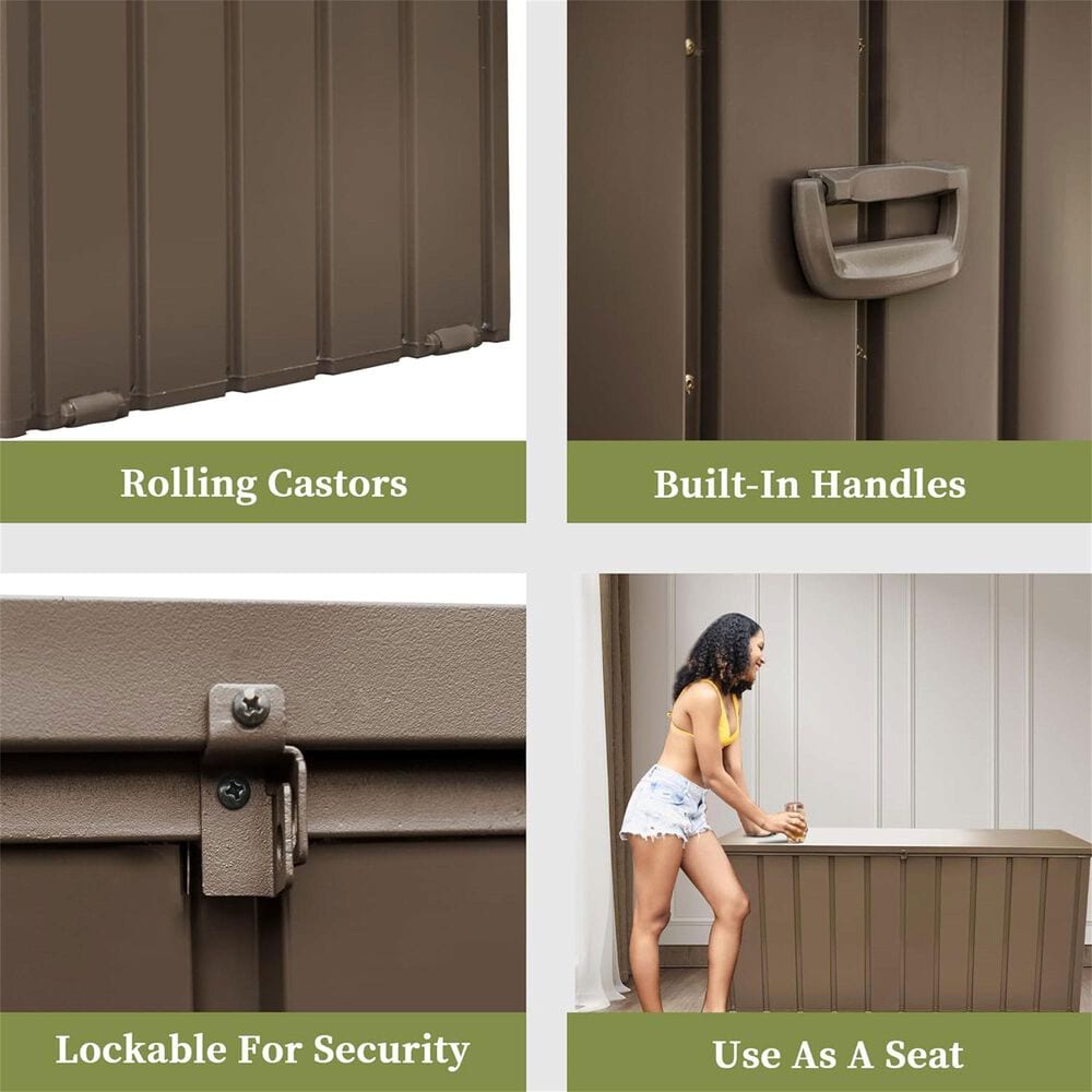 Hearth and Haven 150-Gallon Outdoor Storage Deck Box with Waterproof Material in Dark Brown, , large