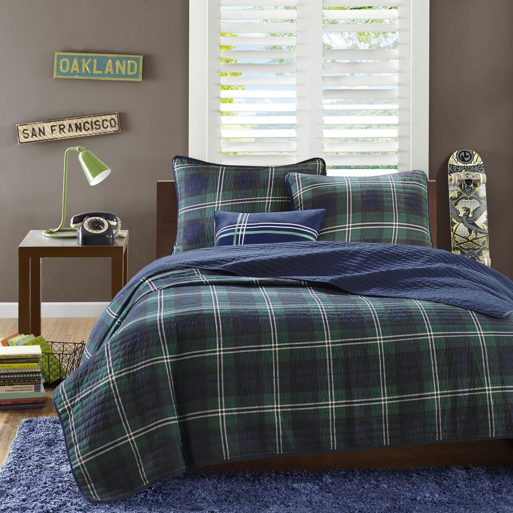 Hampton Park Brody 3-Piece Twin/Twin XL Quilt Set in Blue, Green and White, , large
