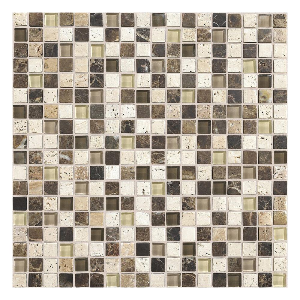 Dal-Tile 5/8" x 5/8" Mosaic Tile in Morning Sun, Tortoise and Mushroom Blend, , large