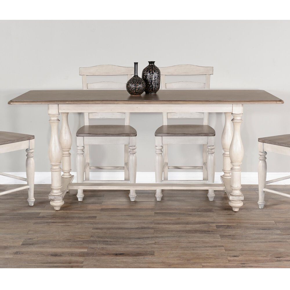 Sunny Designs Westwood Village Counter Height Dining Table in Antique White and Brown - Table Only, , large