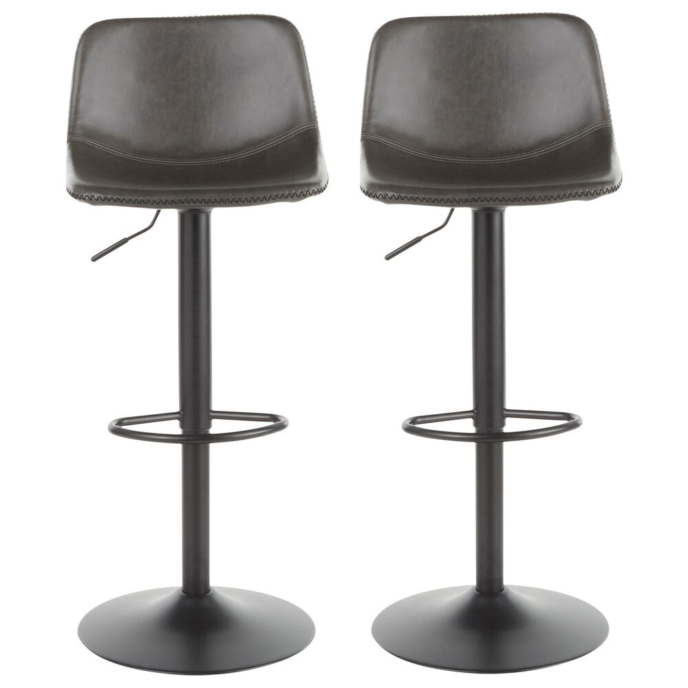 Lumisource Duke Adjustable Barstool in Grey and Black &#40;Set of 2&#41;, , large
