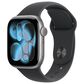 Apple Watch Series 11 (GPS) 42mm Aluminum Case with Black Sport Band - S/M in Space Gray and 2-Year AppleCare+, , large