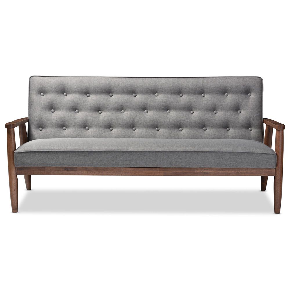 Baxton Studio Sorrento Stationary Sofa in Grey, , large