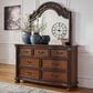 Ashley Lavinton 7-Drawer Dresser and Mirror in Cherry Brown, , large