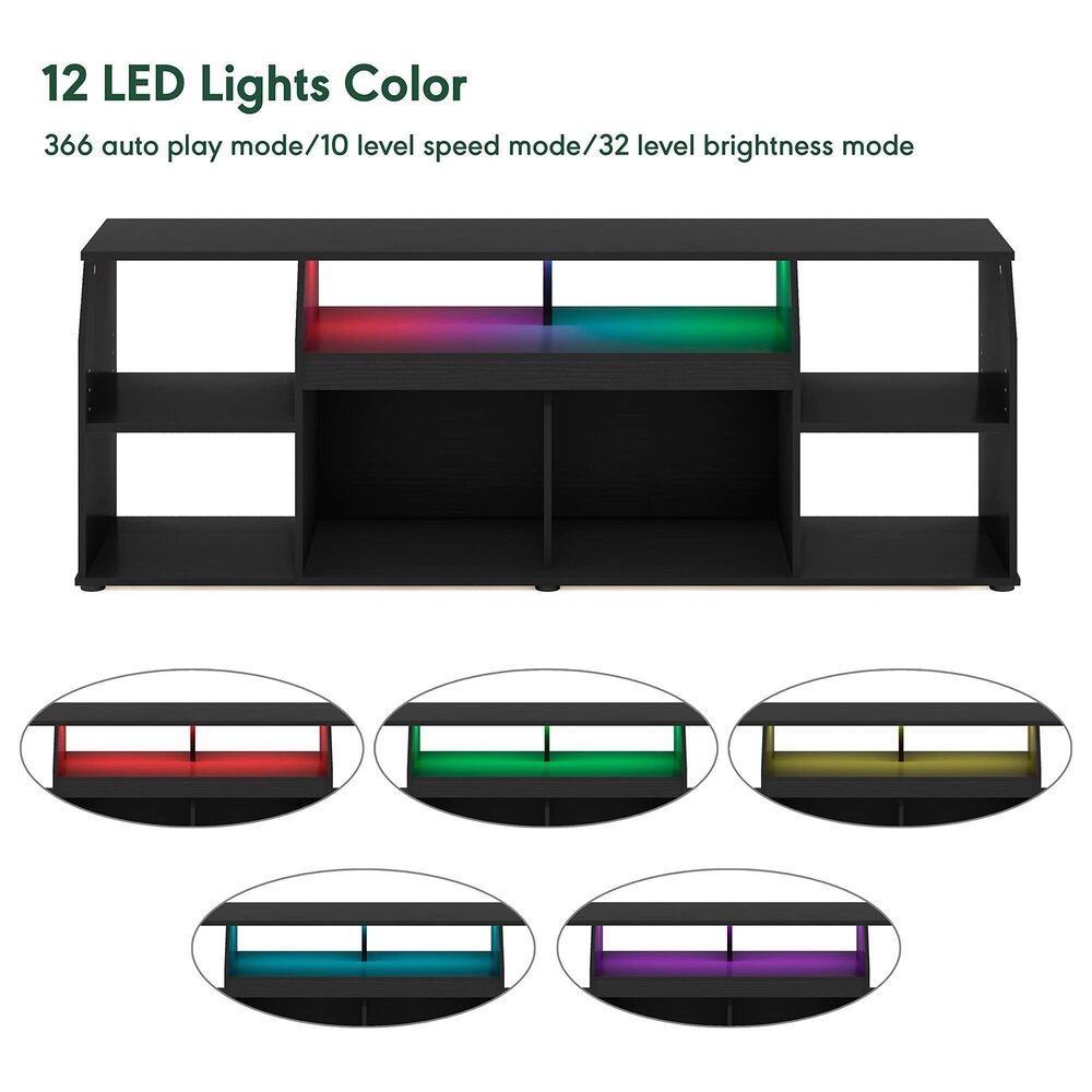 HOMLUX 59" TV Stand with LED Lights in Americano, , large