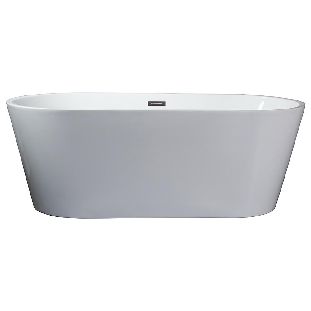Lexora Home Melina 67" Free Standing Acrylic Bathtub with Chrome Drain in White, , large