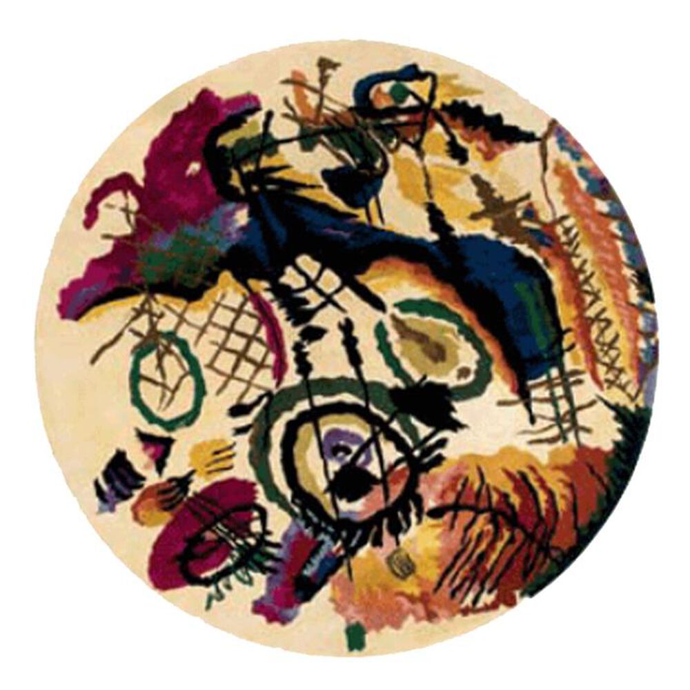 Momeni New Wave NW-007 7'9" Round Ivory Area Rug, , large