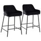 LumiSource Daniella Counter Stool with Black Velvet Upholstery in Black (Set of 2), , large