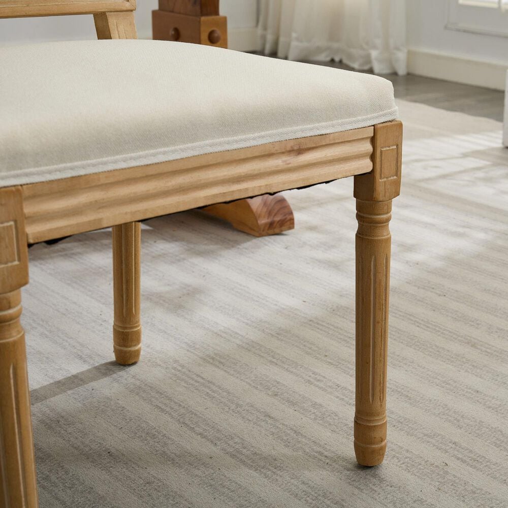Hearth and Haven Upholstered Side Chair with Square Backrest in Beige (Set of 2), , large