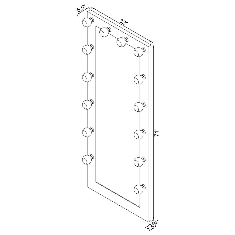 Coaster Zayan Floor Mirror in White Gloss, , large