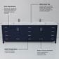 Lexora Home Jacques 84" Double Bathroom Vanity in Navy Blue with 2 cm White Quartz Top and Rectangular Sinks, , large