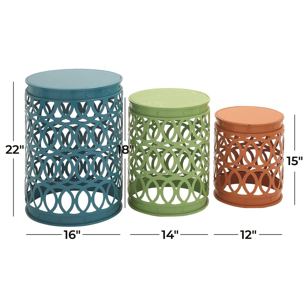 Maple and Jade 3-Piece Nesting Geometric End Table Set in Bright Blue, Green and Orange, , large