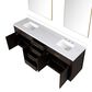 Lexora Home Abbey 84" Double Bathroom Vanity in White Oak with 2 cm White Quartz Top, Rectangular Sinks and 34" Mirrors, , large