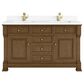 James Martin Vanities Brookfield 60" Double Bathroom Vanity in Honey Oak with Single Hole 3 cm White Zeus Quartz Top and Rectangular Sinks, , large