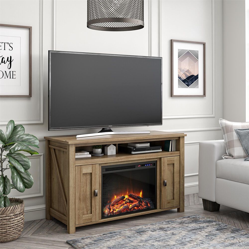 DHP Winthrop 47.75&quot; TV Stand with Fireplace in Natural, , large