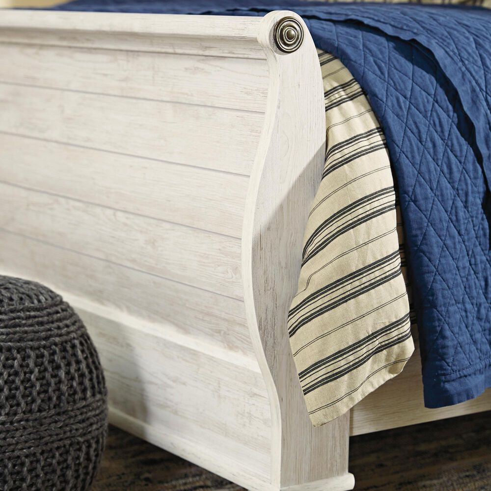 Ashley Willowton King Sleigh Bed in Whitewash, , large