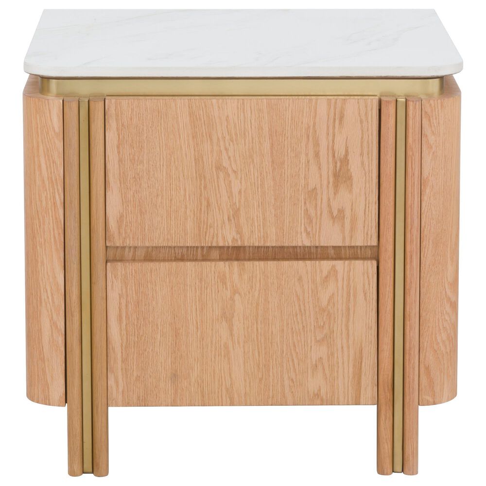 Fairfield Chair Portobello Rectangular End Table in White, Light Brown and Brushed Brass, , large