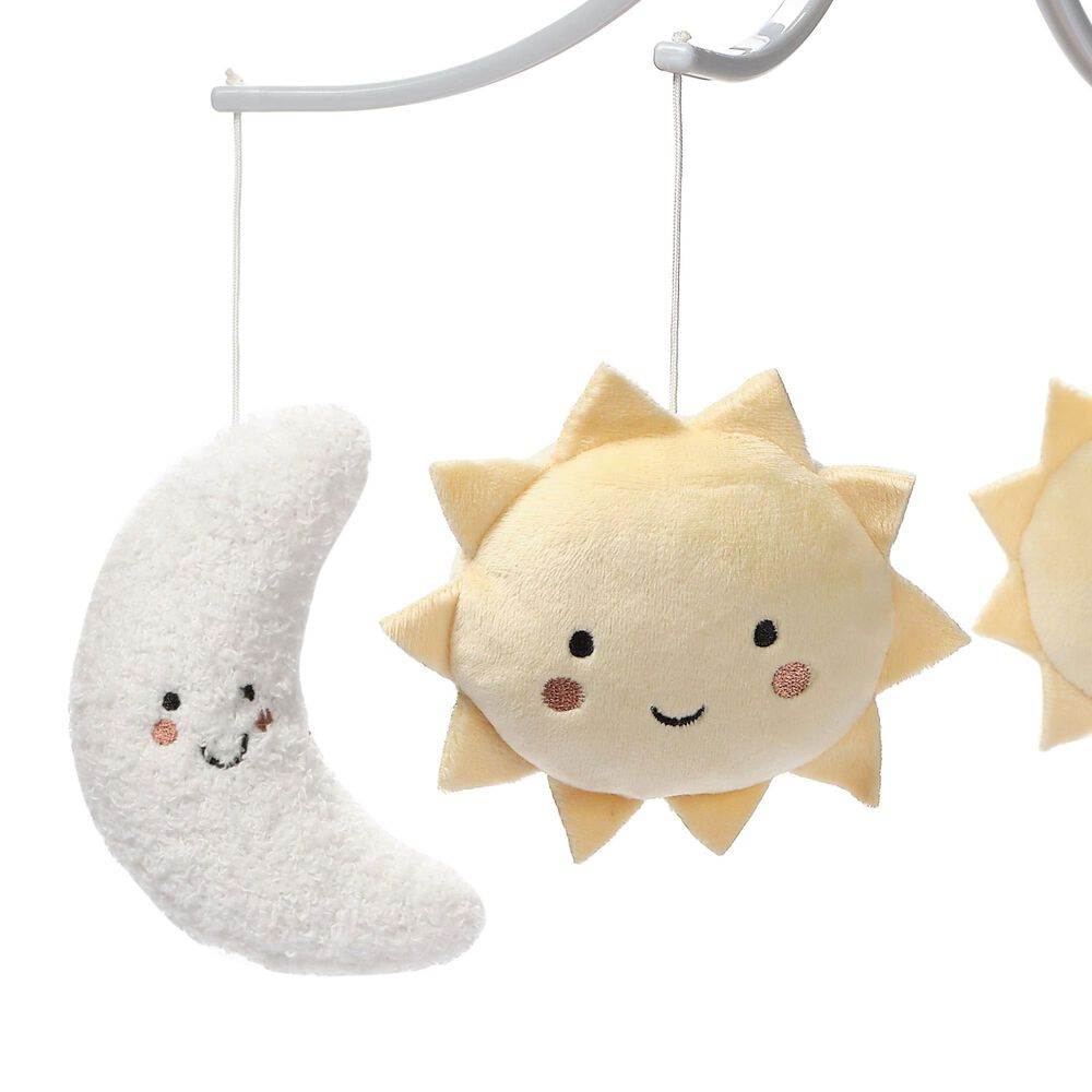 Lambs and Ivy Little Star Musical Baby Crib Mobile Soother Toy in Gray, Soft White and Creamy Yellow, , large