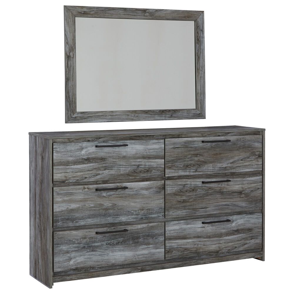 Ashley Baystorm 6 Drawer Dresser and Wide Frame Mirror in Gray, , large