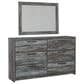 Ashley Baystorm 6 Drawer Dresser and Wide Frame Mirror in Gray, , large
