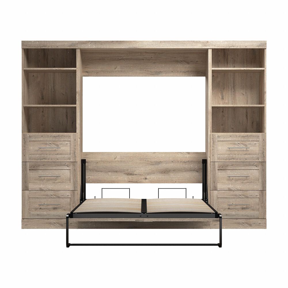 Bestar Pur 130&quot; Full Murphy Storage Bed in Rustic Brown, , large