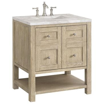 James Martin Vanities Breckenridge 30" Single Vanity in Whitewashed Oak with 3 cm Victorian Silver Quartz Top, , large