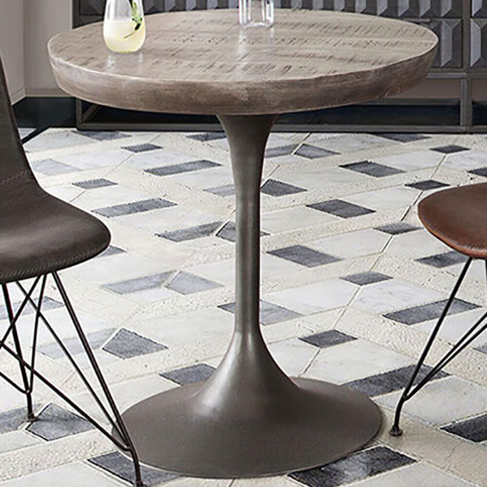 Diamond Sofa Beckham Round Mango Wood Dining Table in Washed Grey, , large