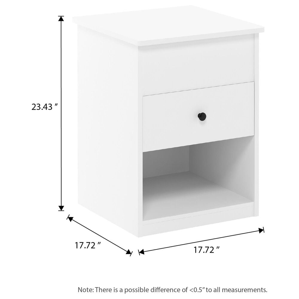 HOMLUX 1-Drawer Lift Top Nightstand in Solid White, , large