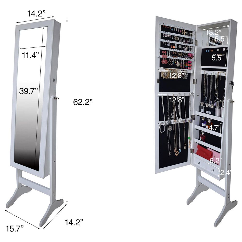 Baxton Studio Ryoko Jewelry Armoire with Mirror in Black NFM