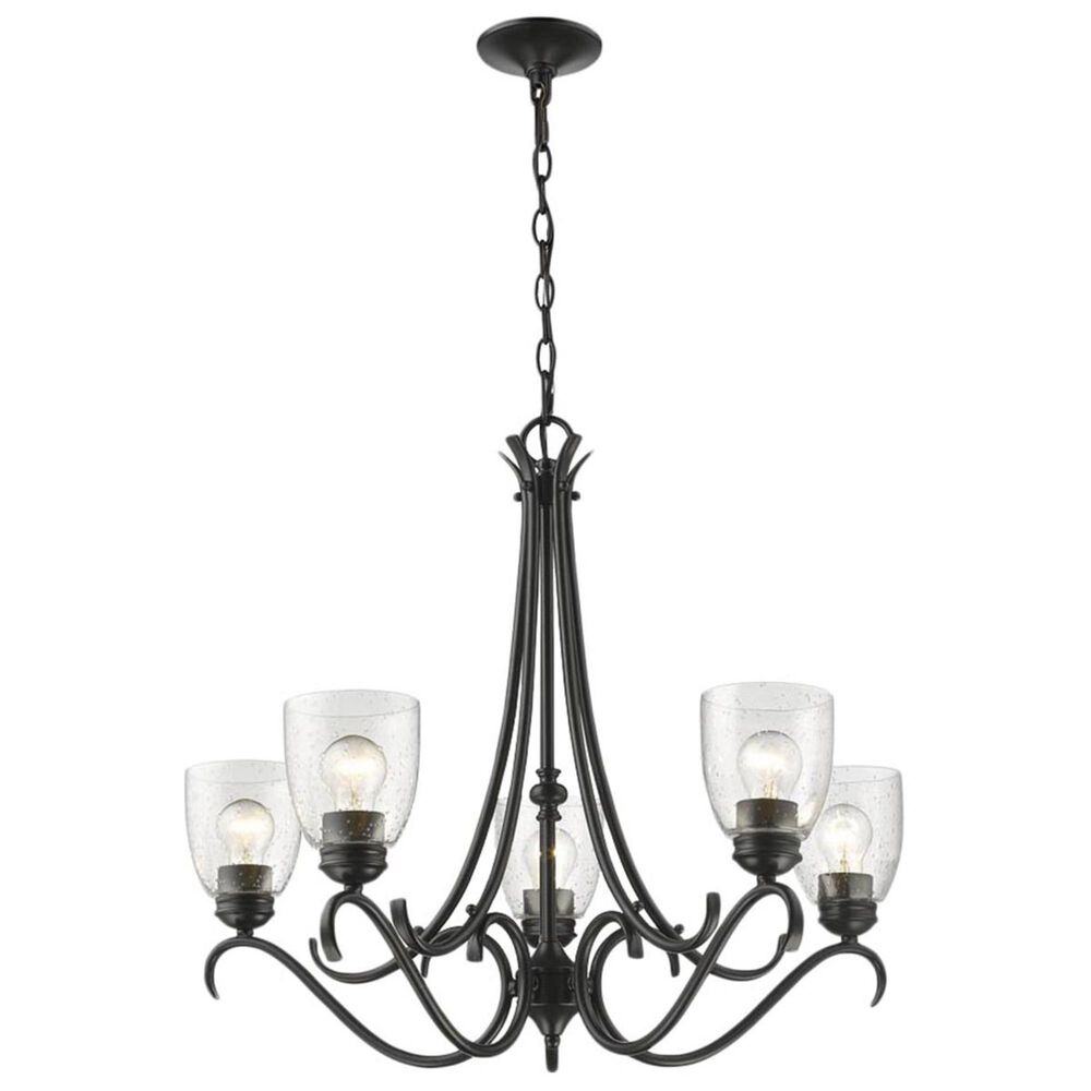 Golden Lighting Parrish 5-Light Chandelier in Black with Seeded Glass, , large
