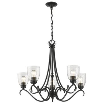 Golden Lighting Parrish 5-Light Chandelier in Black with Seeded Glass, , large