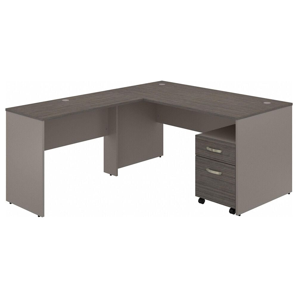 Bush 60" L-Shaped Desk with File in Cocoa/Pewter, , large