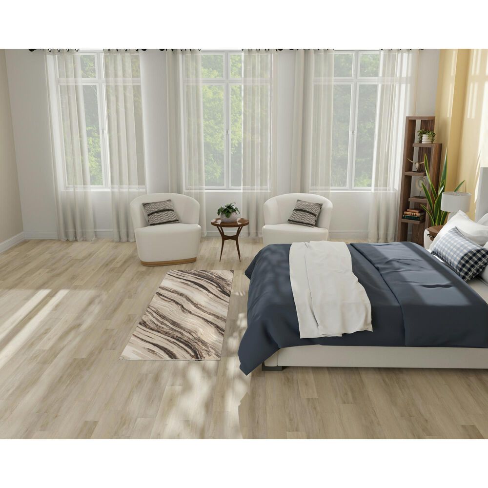 Nourison Sustainable Trends SUT05 2&#39;2&quot; x 7&#39;6&quot; Beige and Grey Runner, , large