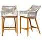 Hearth and Haven Outdoor Barstool with Square Backrest in Beige (Set of 2), , large