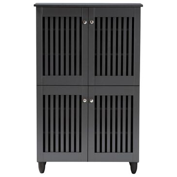 Baxton Studio Fernanda 4-Door Entryway Shoe Storage Cabinet in Dark Gray, , large