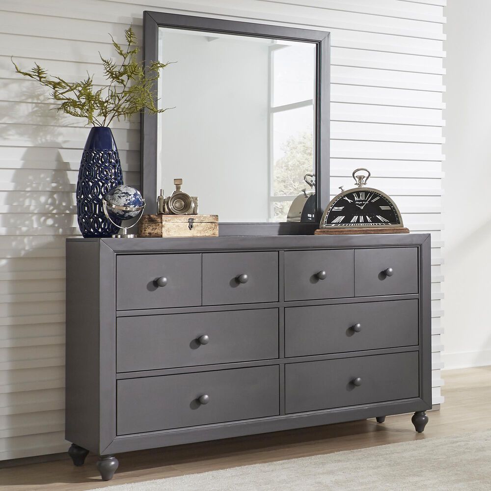 Belle Furnishings Cottage View 6 Drawer Dresser & Mirror in Dark Gray, , large