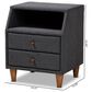Baxton Studio Claverie 2-Drawer Nightstand in Charcoal, , large