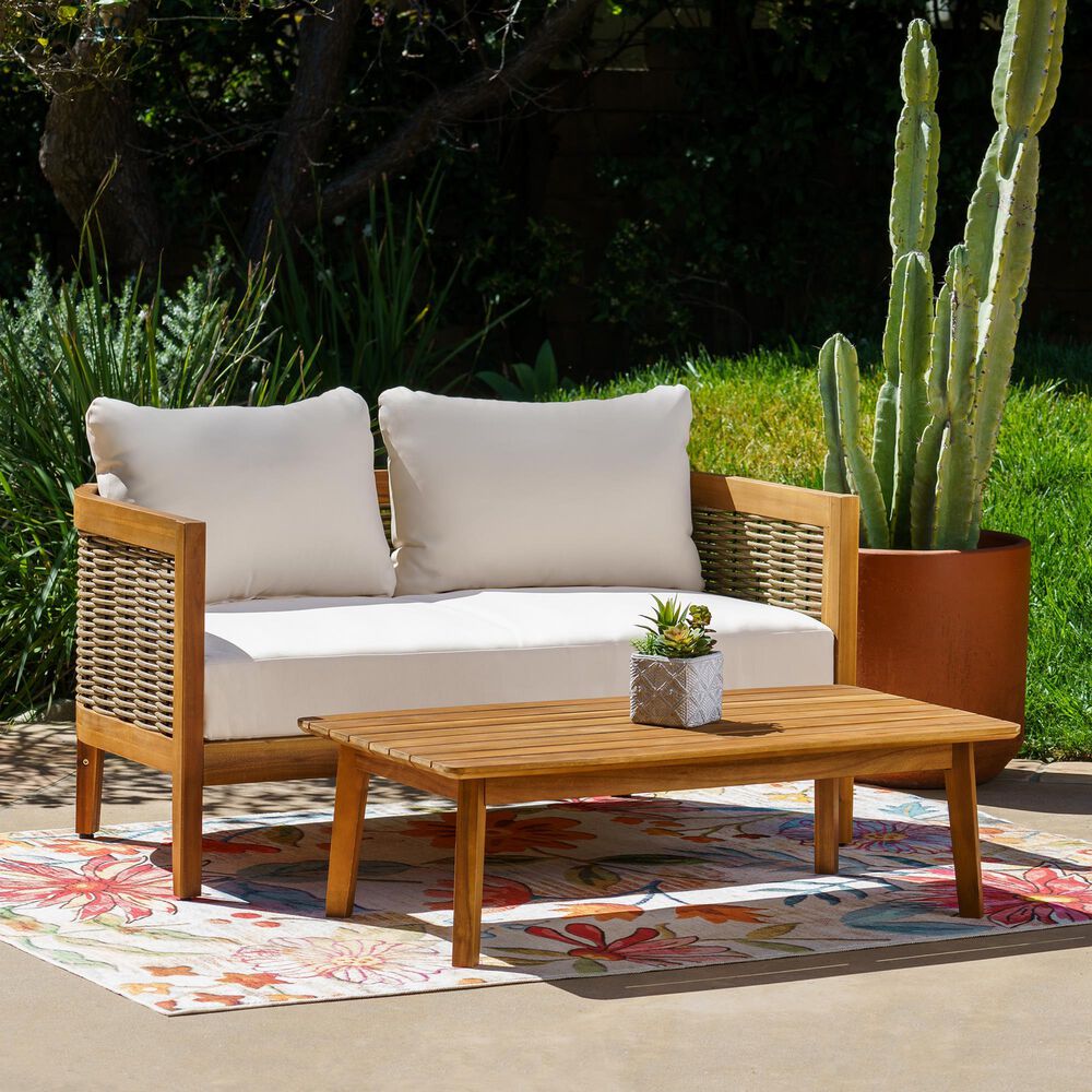 Linon Home Decor Chaddsley 2-Piece Outdoor Conversation Set in Brown, , large