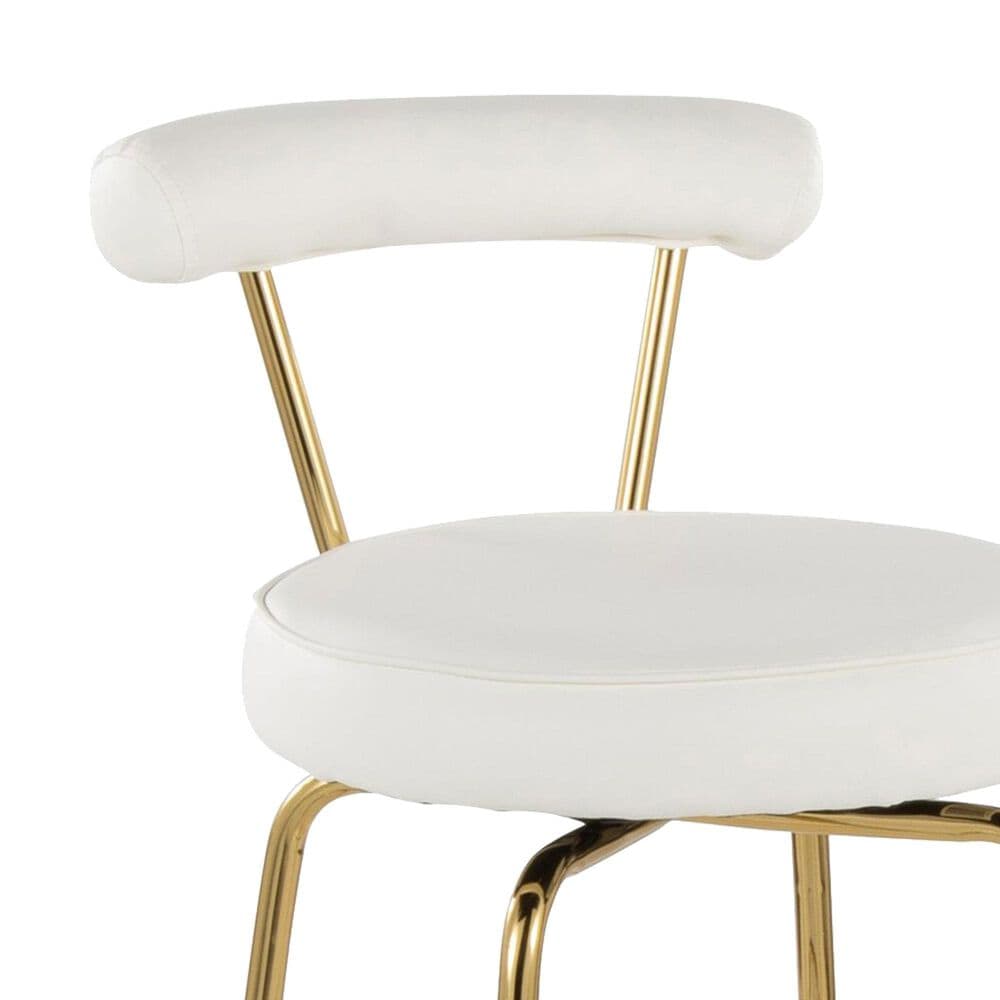 Lumisource Rhonda Swivel Counter Stool with White Cushion in Gold &#40;Set of 2&#41;, , large