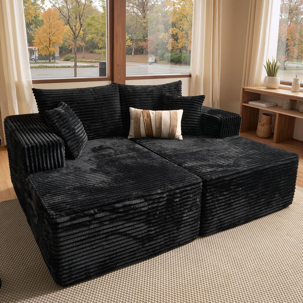 HOMLUX Sectional Sofa, with High Density Foam, Standard Plush Couch in Black, , large