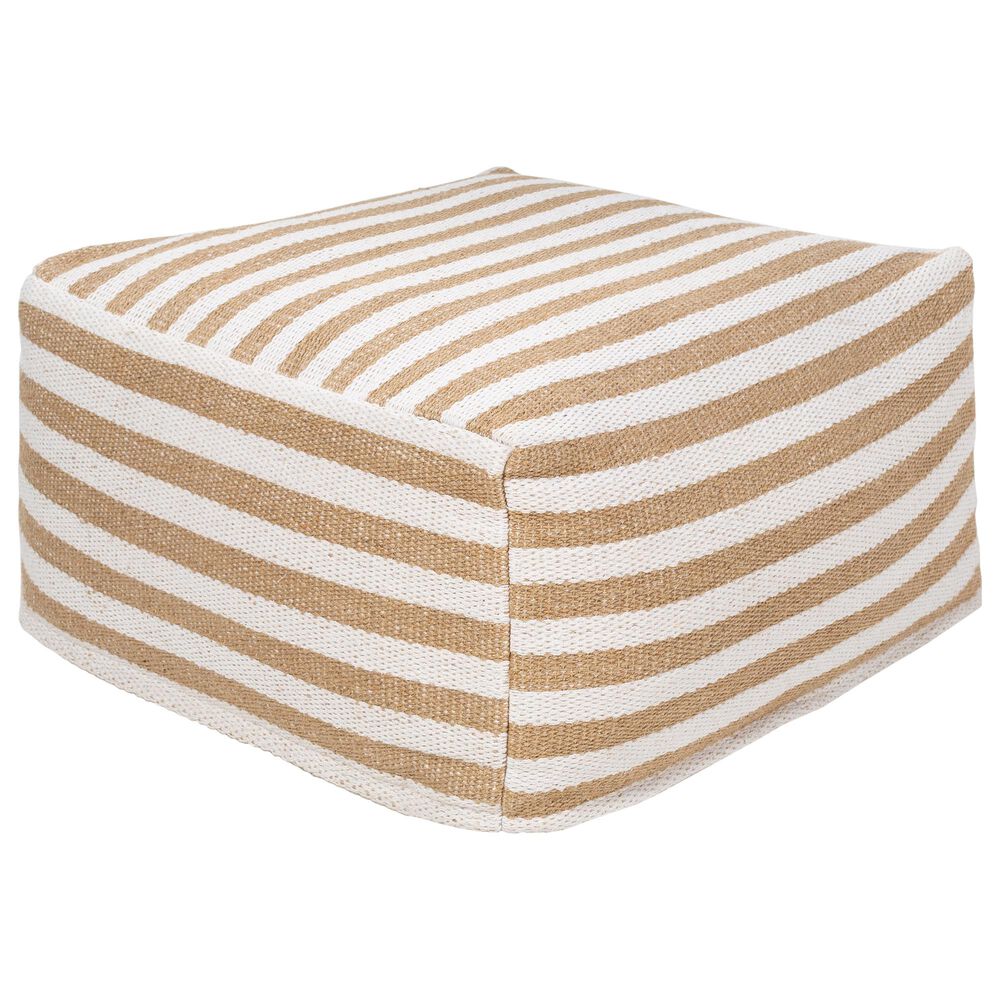 Surya Palmetto Pouf in Camel/White, , large