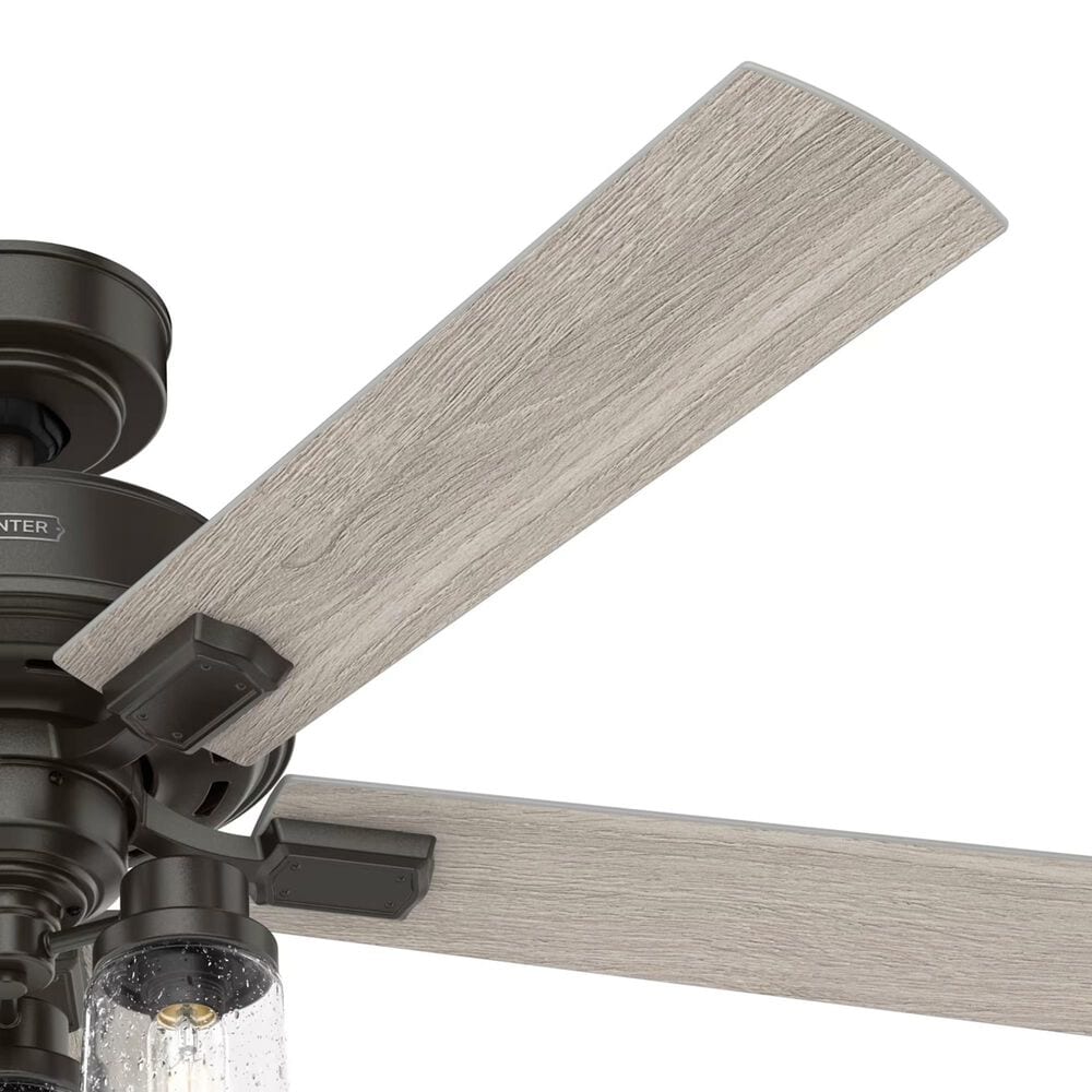 Hunter Hartland 52&quot; Clear Seeded Ceiling Fan with LED Lights in Noble Bronze, , large