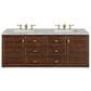 James Martin Vanities Amberly 60" Double Bathroom Vanity in Mid-Century Walnut with 3 cm Victorian Silver Quartz Top and Rectangular Sinks, , large