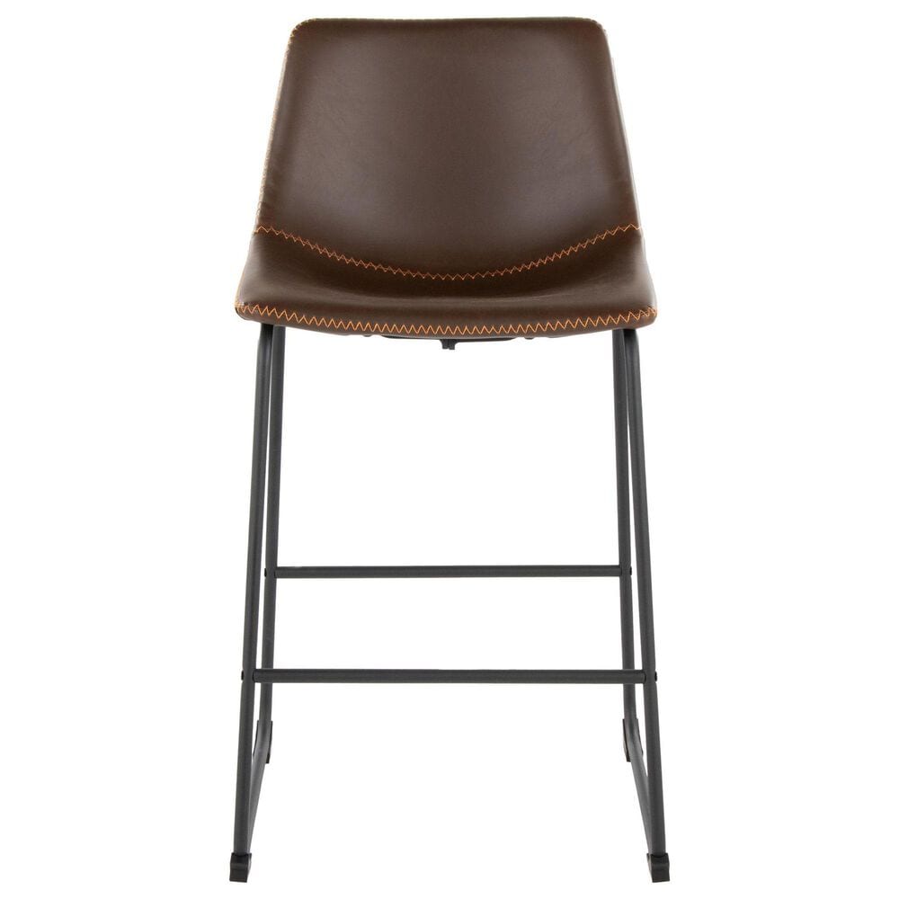 Lumisource Duke Fixed-Height Counter Stool with Espresso and Orange Cushion in Black, , large