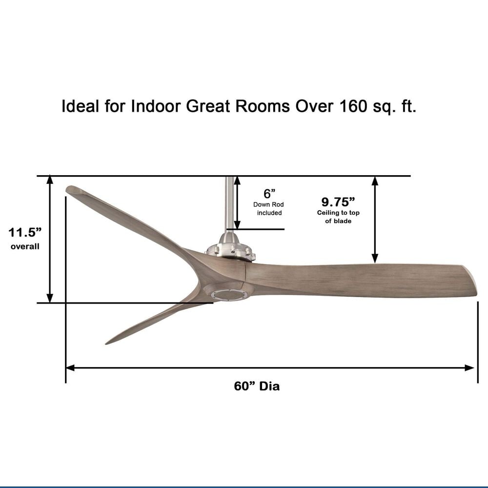 Minka-Aire Aviation 60" Ceiling Fan with Silver Blades in Brushed Nickel, , large