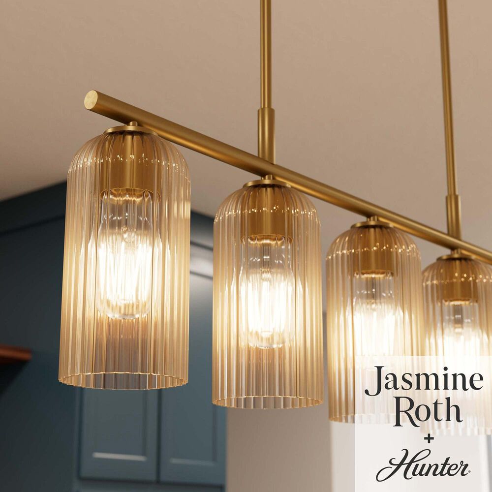 Hunter Beverly Glen Jasmine Roth 5-Light Island Chandelier in Luxe Gold, , large