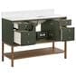 37B Isadore 48" Single Bathroom Vanity Cabinet in Deep Olive Green and White Composite Stone Top and Backsplash, , large